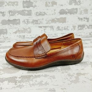 NEW Born Brown Leather Round Toe Slip On Old Money Penny Loafers W323